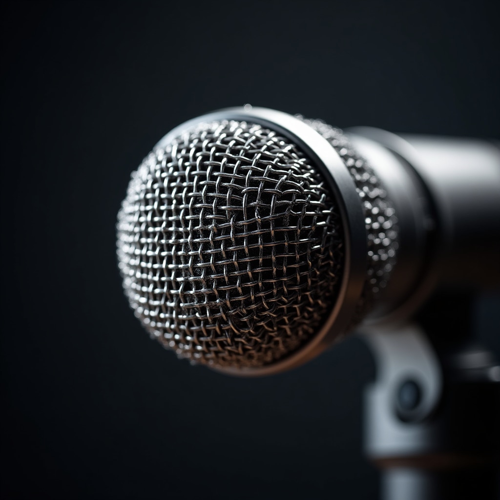 Zbliżenie na profesjonalny mikrofon podcastowy